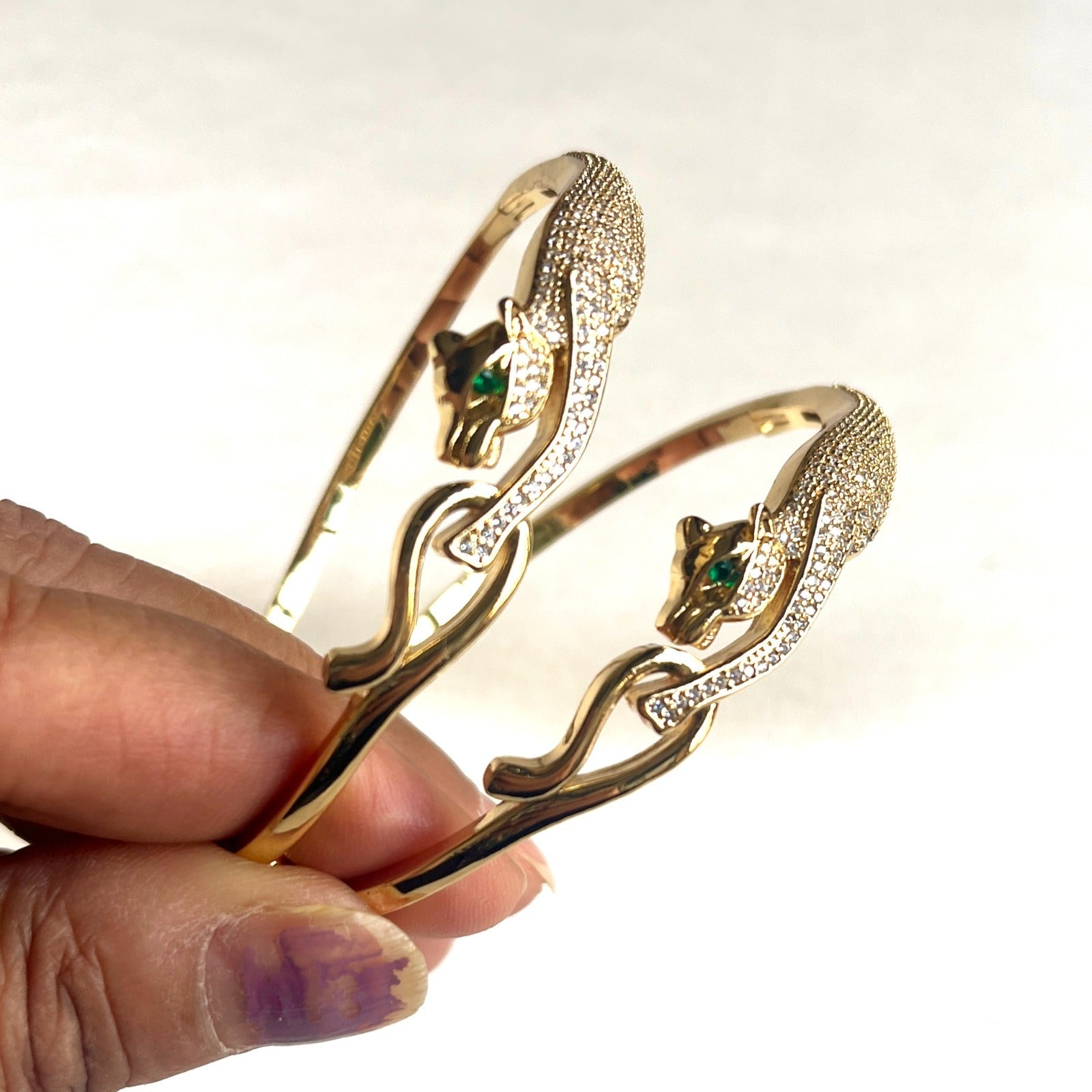 Jewel Treatzz Gorgeous Gold Plated Panthar Bracelet With Paved CZ's