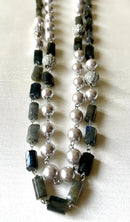 Jewel Treatzz Layered Necklace With Balck Agetes, Silver Pearls & Daimond Balls