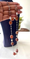 Jewel Treatzz natural Brown Aventurine Stone, Rhodium Finishes CZ Necklace