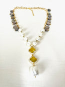 Jewel Treatzz Pearl Necklace With Yellow Clover Flower Pendant