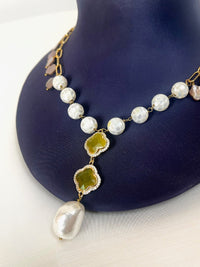Jewel Treatzz Pearl Necklace With Yellow Clover Flower Pendant