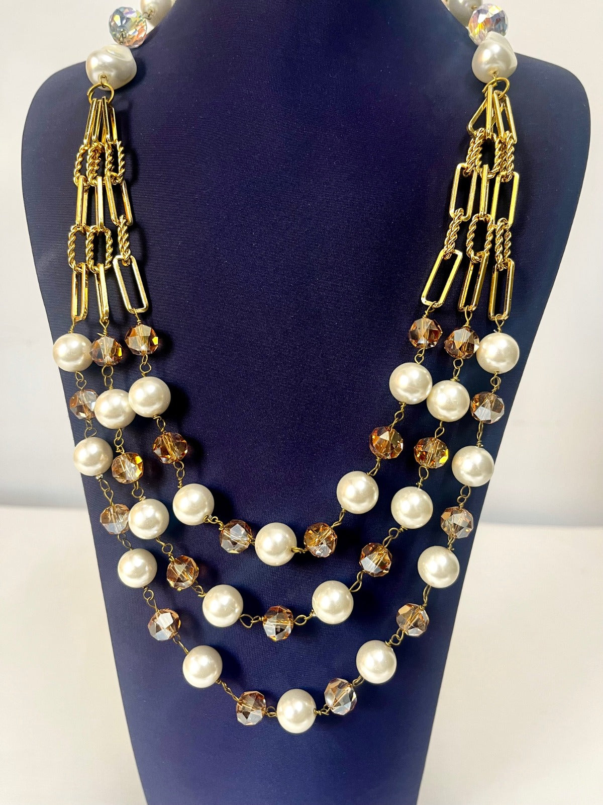 Jewel Treatzz Pearls & Briolette Beads 3 Layered Partywear Elegant Necklace