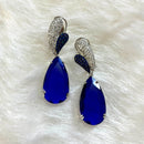 Jewel Treatzz Rhodim Plated, Pear Shaped Blue Shapphire Doublet Stone & Cubic Zirconia's Dangler Earrings