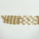 Jewel Treatzz Stunning Gold Plated 5 Line Shell Pearls Link Chain Statement Bracelet
