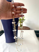 Jewel Treatzz Triple Layered Pearls, Aqua Beads Gold Plated Party Necklace