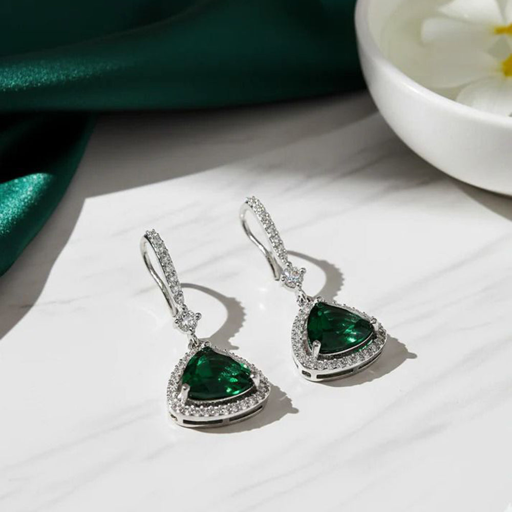 Jewel Treatzz Elegant Triangle Hook American Daimond Dangler Earrings  (Pack of  10)