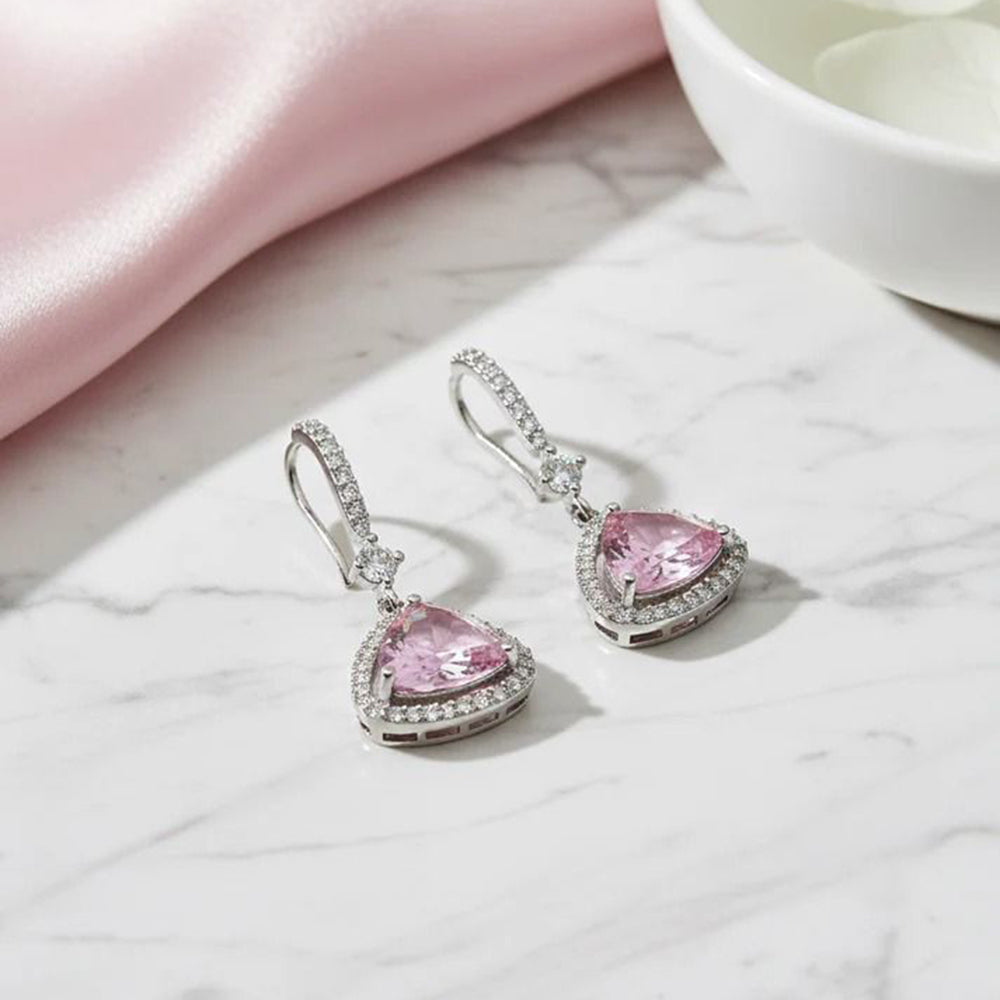 Jewel Treatzz Elegant Triangle Hook American Daimond Dangler Earrings  (Pack of  10)