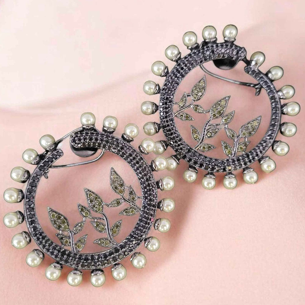 Jewel Treatzz Sparkling Austrian Stone And Pearl Studs Earrings