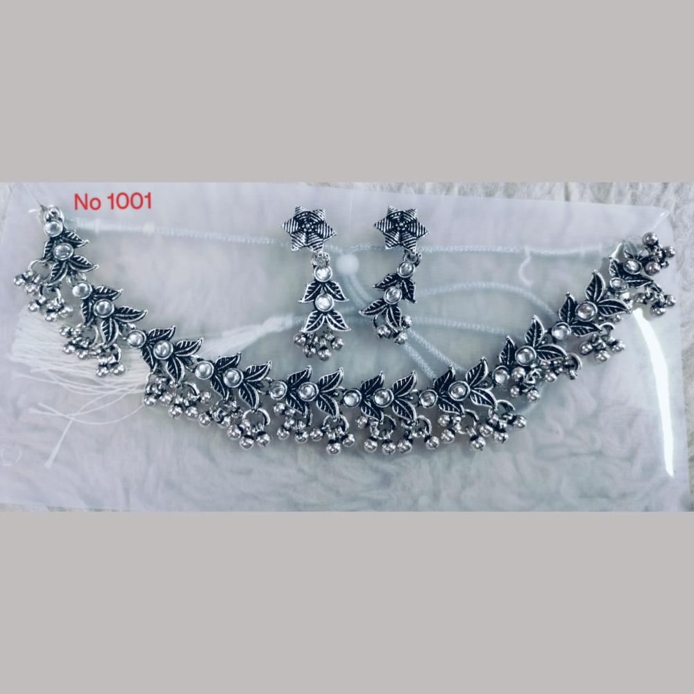 Khushboo Jewellers Oxidised Plated Kundan Stone And Ghungroo Necklace Set