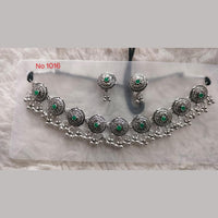Khushboo Jewellers Oxidised Plated Pota Stone And Ghungroo Necklace Set