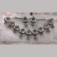 Khushboo Jewellers Oxidised Plated Pota Stone And Ghungroo Necklace Set