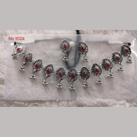 Khushboo Jewellers Oxidised Plated Pota Stone And Ghungroo Necklace Set