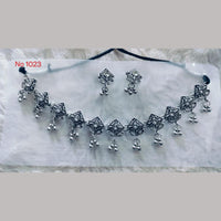 Khushboo Jewellers Oxidised Plated Kundan Stone And Ghungroo Necklace Set