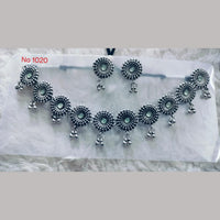 Khushboo Jewellers Oxidised Plated Pota Stone And Ghungroo Necklace Set