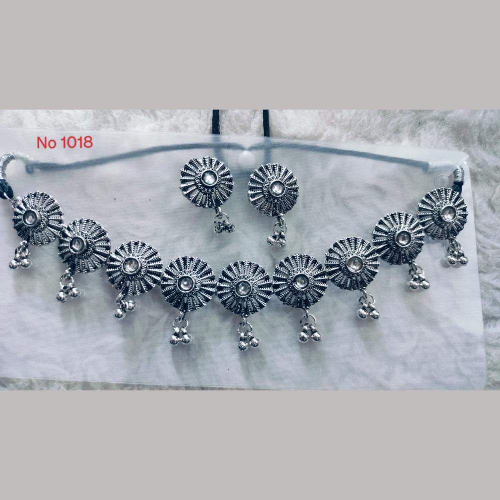 Khushboo Jewellers Oxidised Plated Kundan Stone And Ghungroo Necklace Set