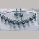 Khushboo Jewellers Oxidised Plated Kundan Stone And Ghungroo Necklace Set