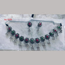 Khushboo Jewellers Oxidised Plated Pota Stone And Ghungroo Necklace Set