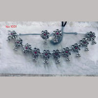 Khushboo Jewellers Oxidised Plated Pota Stone And Ghungroo Necklace Set