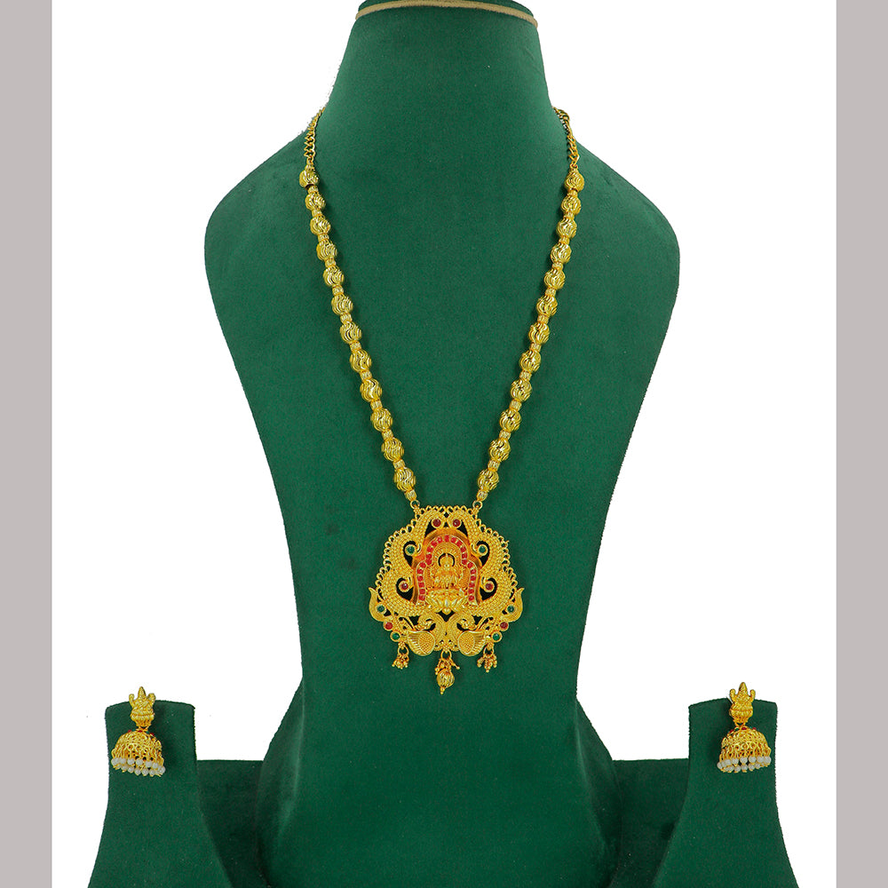 Mahavir Dye Gold  Plated Pota Stone Temple  Necklace Set