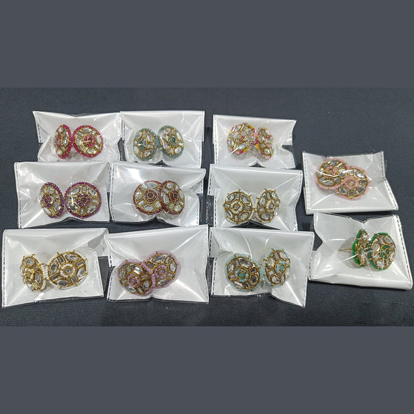 Rani Sati Jewels Gold Plated Kundan Studs Earrings