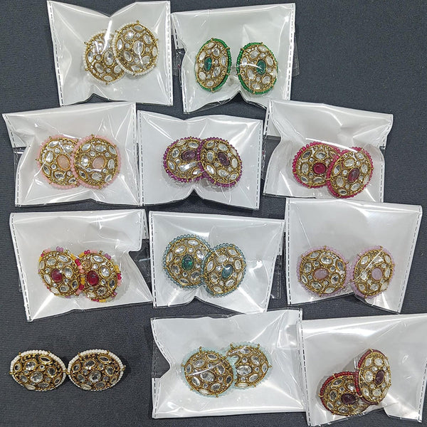 Rani Sati Jewels Gold Plated Kundan Studs Earrings