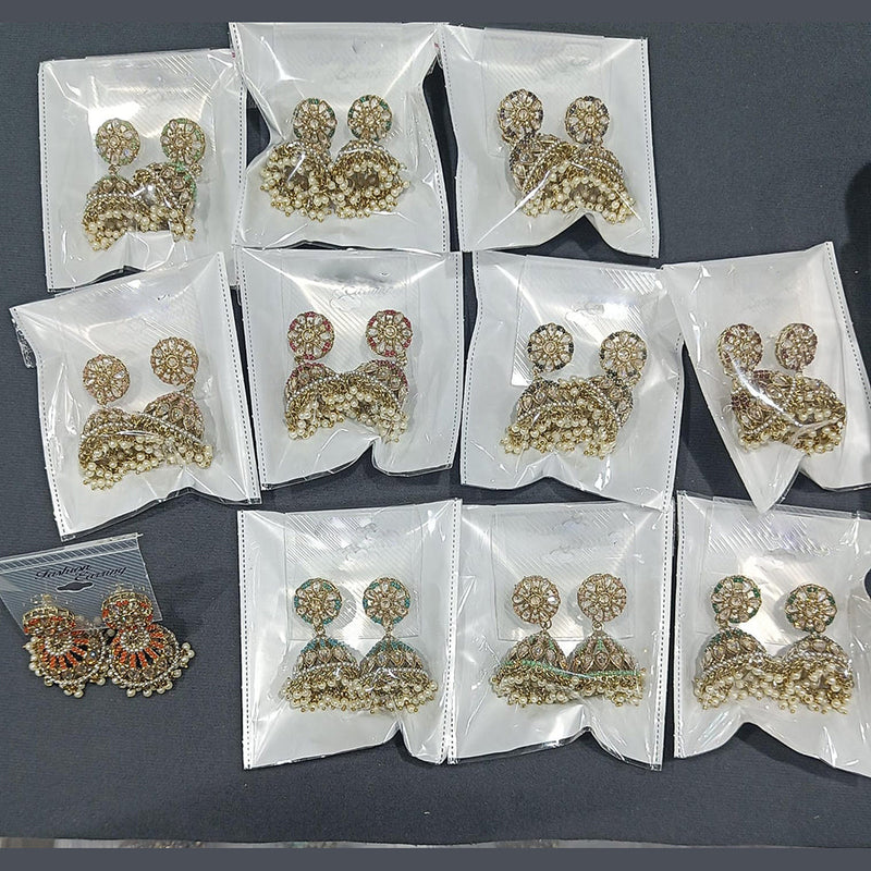 Rani Sati Jewels Gold Plated Crystal Stone Jhumki Earrings