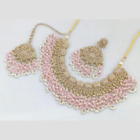 Rani Sati Jewels Gold Plated Pota Stone And Beads Necklace Set