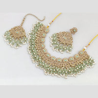 Rani Sati Jewels Gold Plated Pota Stone And Beads Necklace Set
