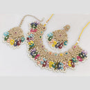 Rani Sati Jewels Gold Plated Pota Stone And Beads Necklace Set