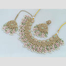Rani Sati Jewels Gold Plated Pota Stone And Beads Necklace Set