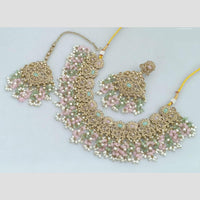 Rani Sati Jewels Gold Plated Pota Stone And Beads Necklace Set