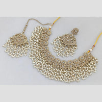 Rani Sati Jewels Gold Plated Pota Stone And Beads Necklace Set