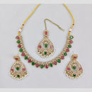 Rani Sati Jewels Gold Plated Crystal And Pota Stone And Beads Necklace Set