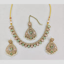 Rani Sati Jewels Gold Plated Crystal And Pota Stone And Beads Necklace Set