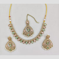 Rani Sati Jewels Gold Plated Crystal And Pota Stone And Beads Necklace Set