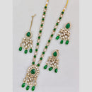 Rani Sati Jewels Gold Plated Pota Stone And Pearl Long Necklace Set