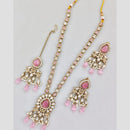Rani Sati Jewels Gold Plated Pota Stone And Pearl Long Necklace Set