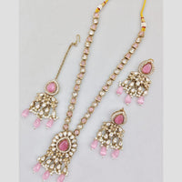 Rani Sati Jewels Gold Plated Pota Stone And Pearl Long Necklace Set