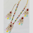 Rani Sati Jewels Gold Plated Pota Stone And Pearl Long Necklace Set
