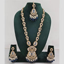 Rani Sati Jewels Gold Plated Pota Stone And Pearl Long Necklace Set