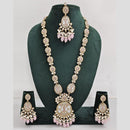 Rani Sati Jewels Gold Plated Pota Stone And Pearl Long Necklace Set