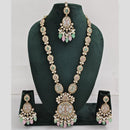 Rani Sati Jewels Gold Plated Pota Stone And Pearl Long Necklace Set