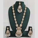 Rani Sati Jewels Gold Plated Pota Stone And Pearl Long Necklace Set