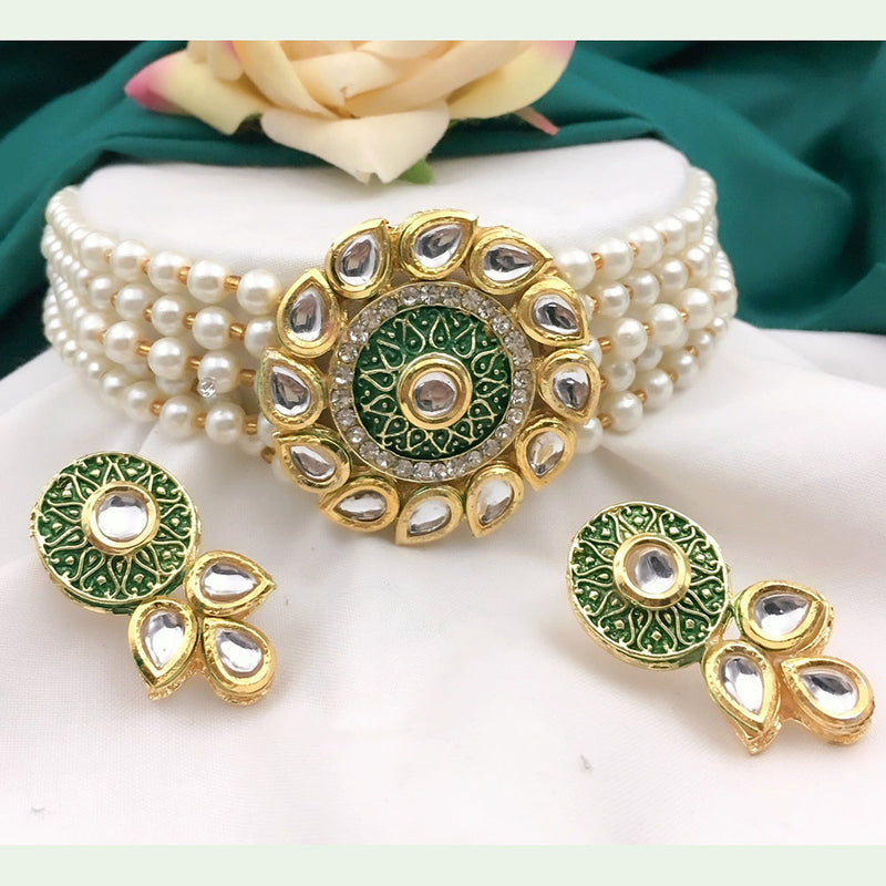 Shree Jai Sai Art Gold Plated Austrian Choker Necklace Set
