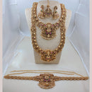 Naitika Arts South Indian Pota Stone And Temple Jewellery Necklace Set With Waist Belt