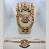 Naitika Arts South Indian Pota Stone And Temple Jewellery Necklace Set With Waist Belt