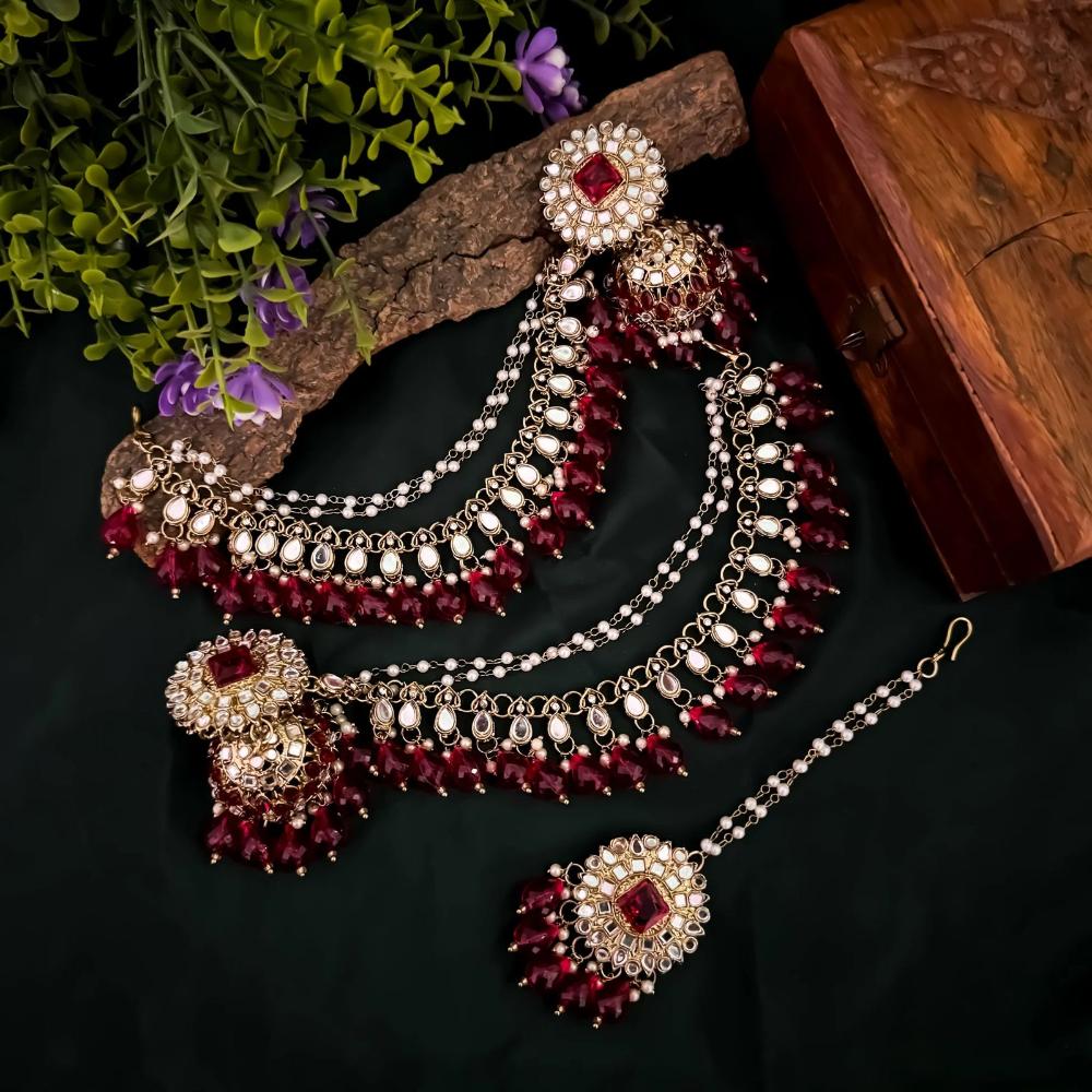 Shree Chamunda Jewellers Exclusive Jhumki KanChain Earrings with Stylish Mangtikka