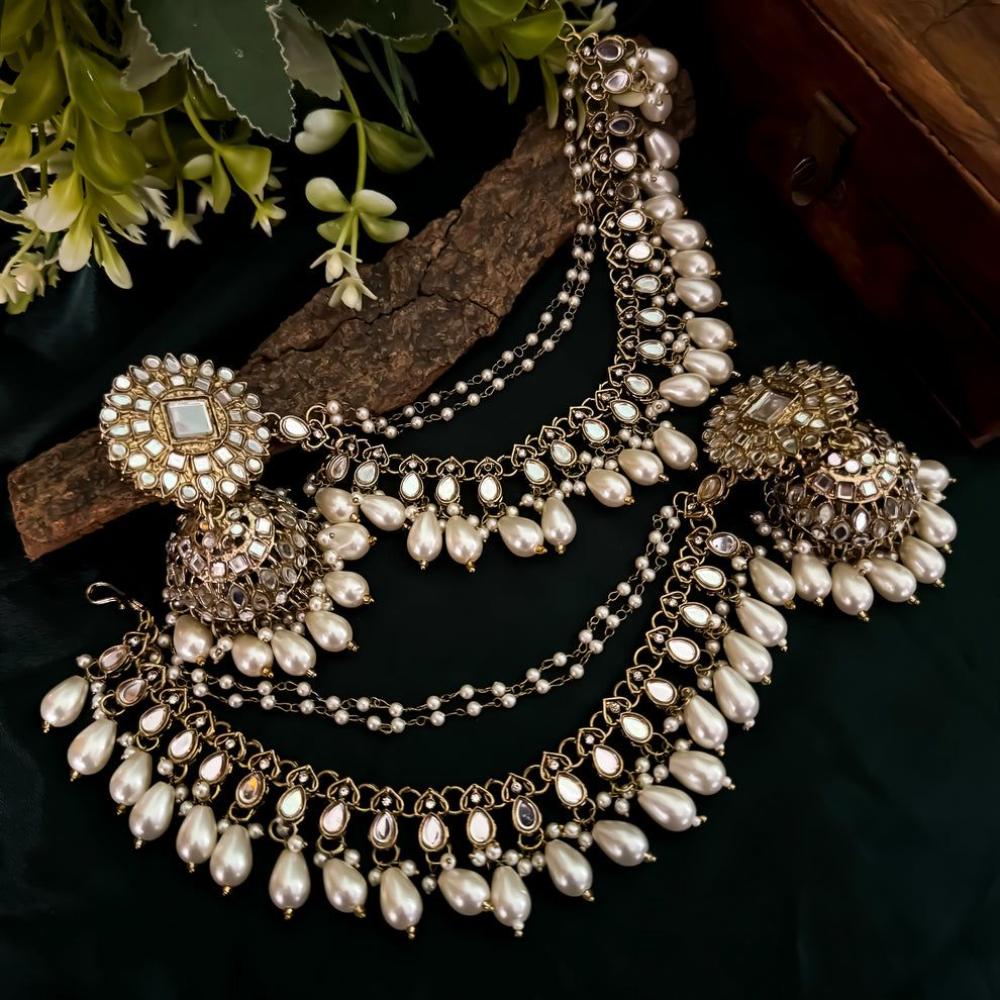 Shree Chamunda Jewellers Exclusive Jhumki KanChain Earrings with Stylish Mangtikka