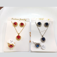 Tarohi Jewels Crystal Stone Chain Pendant Set