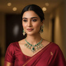 Aamrapali Elegant Pota Stone And Pearl Necklace Set